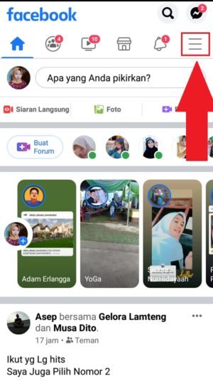 Cara melihat dan membatalkan permintaan pertemanan di Facebook 1 Halaman awal aplikasi Facebook Reguler