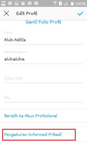 Cara melihat email akun Instagram kita sendiri 3 tap “”Pengaturan Informasi Pribadi”.