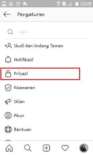 Tap “Privasi”