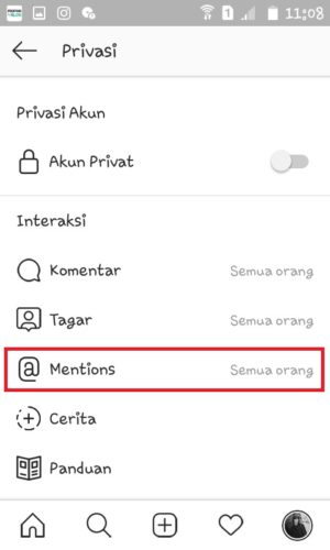 Tap "Mentions"