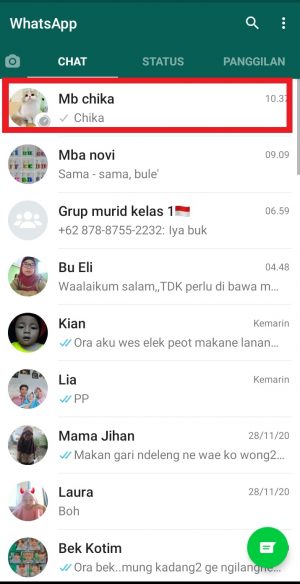 Cara mengaktifkan pesan sementara di WhatsApp 8 pilih kontak whatsapp