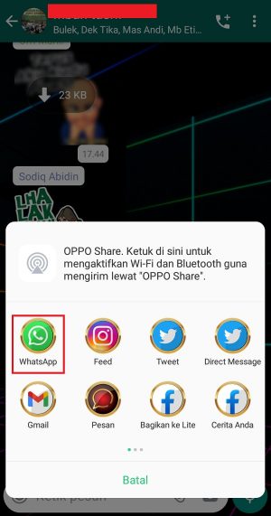 Cara membuat Status WhatsApp dengan Stiker (panduan pemula) 11 Pilih Whatsapp untuk mengirimkan stiker ke Whatsapp