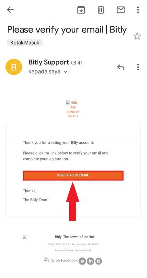 Pilih "Verify your email" untuk konfirmasi email