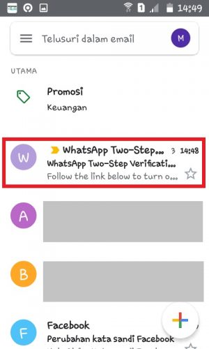 Buka email dari WhatsApp