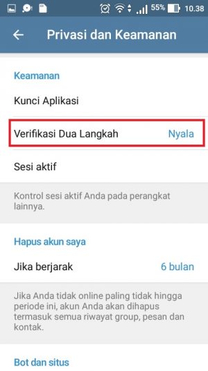 Cara Mengaktifkan dan Menonaktifkan verifikasi 2 langkah Telegram 14 verifikasi dua langkah sudah aktif