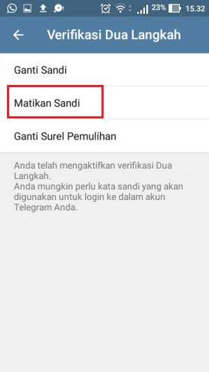 Cara Mengaktifkan dan Menonaktifkan verifikasi 2 langkah Telegram 18 matikan sandi