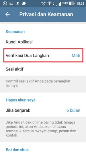 Cara Mengaktifkan dan Menonaktifkan verifikasi 2 langkah Telegram 21 Cara Mengaktifkan dan Menonaktifkan verifikasi 2 langkah Telegram 20
