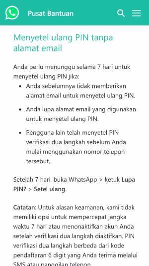 Cara mengatasi lupa kode verifikasi 2 langkah WhatsApp (bisa tanpa email) 25 Informasi tentang lupa kode pin verifikasi dua langkah WhatsApp dihalaman resmi