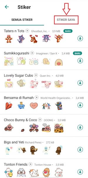 2 Cara Hapus Stiker di WhatsApp (Stiker Buatan sendiri/Favorit) 3 pilih tab menu stiker saya