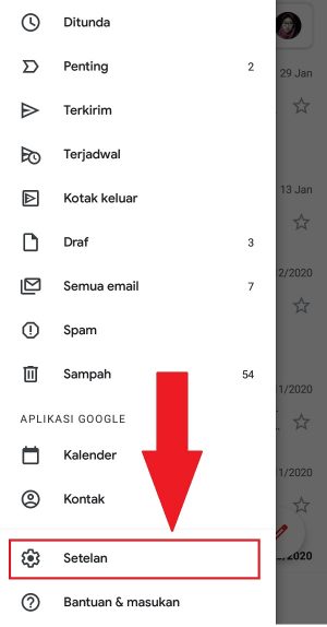 Cara mengganti nada dering email Gmail 2 Pilih "Setelan" untuk masuk ke pengaturan Gmail