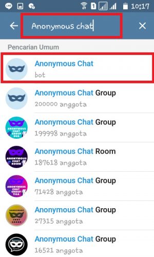 Ketik "Anonymous chat". 