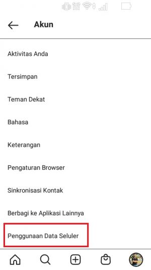 Cara menghemat kuota Instagram (Super Lengkap) 4 pilih penggunaan data seluler