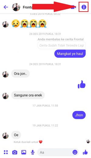 Cara mengganti tema Messenger Facebook 2 klik icon i