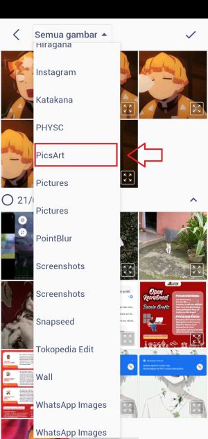 pilih folder PicsArt