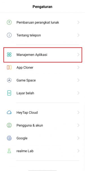 buka manajemen aplikasi