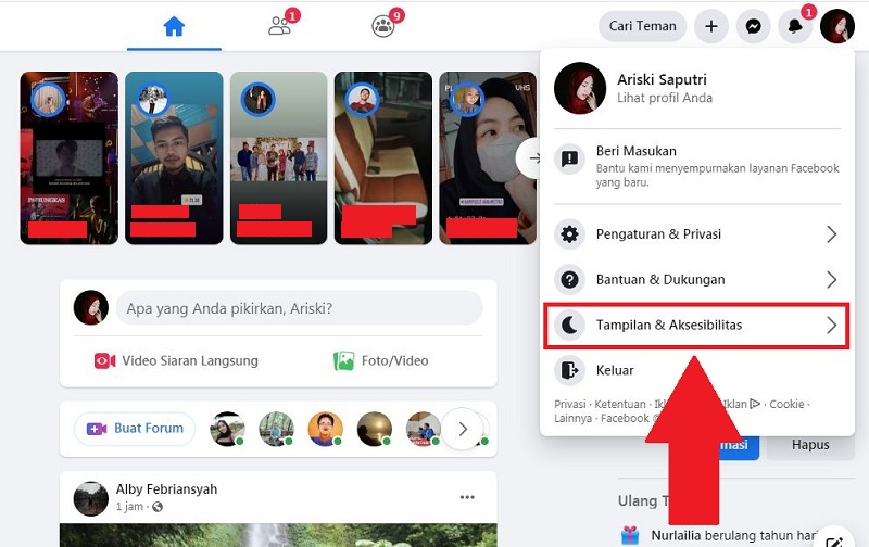 Cara mengaktifkan Dark Mode Facebook (di HP dan PC) 12 Pilih "Tampilan & Aksesibilitas"