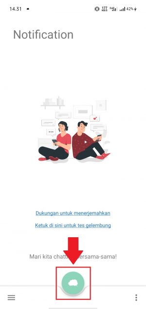 Cara mengaktifkan balon obrolan Messenger 24 pastikan ikon awan sudah berwarna hijau