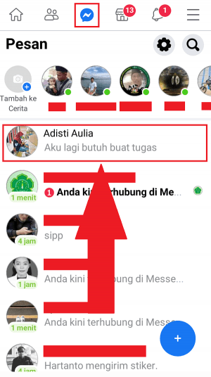 Cara blokir pesan di Facebook (agar tidak bisa di chat) 1 buka pesan dari orang yang ingin diblokir
