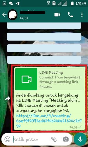 Cara membuat, mengundang dan memulai LINE meeting 61 link Meeting berhasil dibagikan.