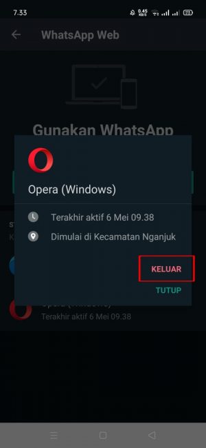 Pilih dan tekan "keluar"