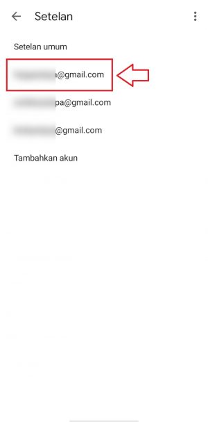 pilih alamat email yang ingin digunakan