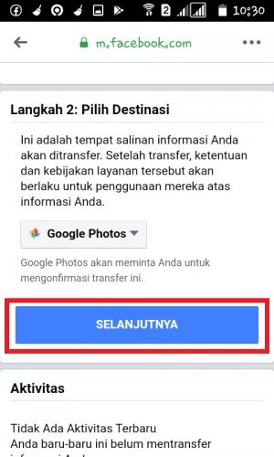 Cara memindahkan foto Facebook ke Google Photo 10 Tap "Selanjutnya".