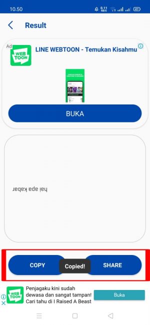 Cara membuat tulisan unik di WhatsApp 3 "Pilih" dan tekan "copy atau share"