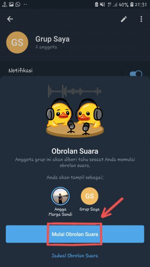 Cara memulai ataupun bergabung voice chat Telegram 6