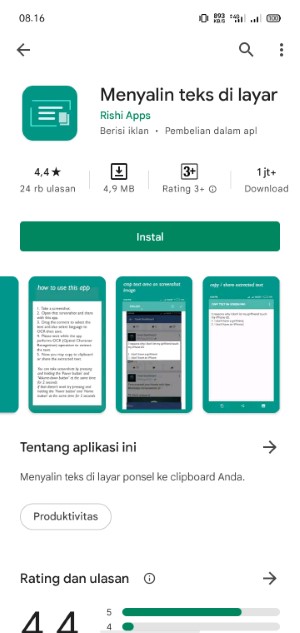 Cara copy bio, caption dan komentar di Instagram 23 install aplikasi copy text on the screen