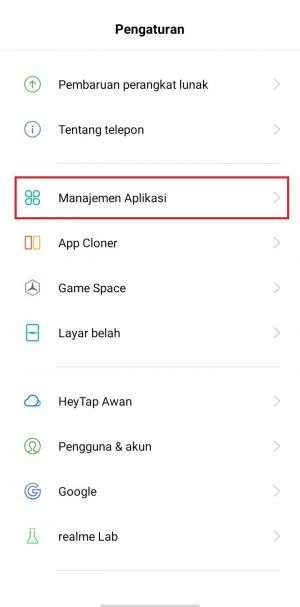 buka menu manajemen aplikasi