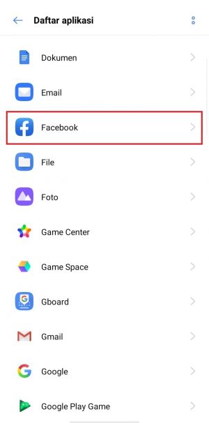 pilih aplikasi facebook