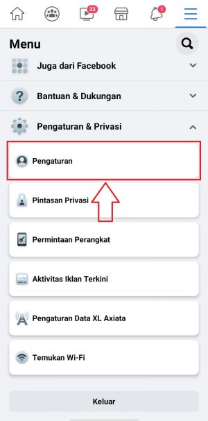 pilih menu pengaturan