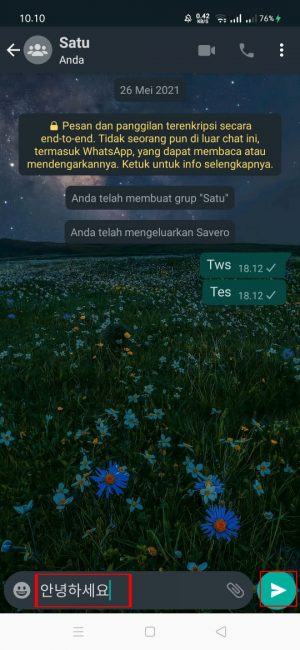 Cara membuat tulisan korea di WhatsApp (tanpa aplikasi tambahan) 12 Pilih dan tekan "tempel"
