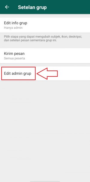 tekan menu edit admin grup di paling bawah