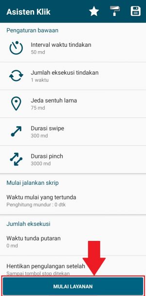 ketuk tombol 'mulai layanan'
