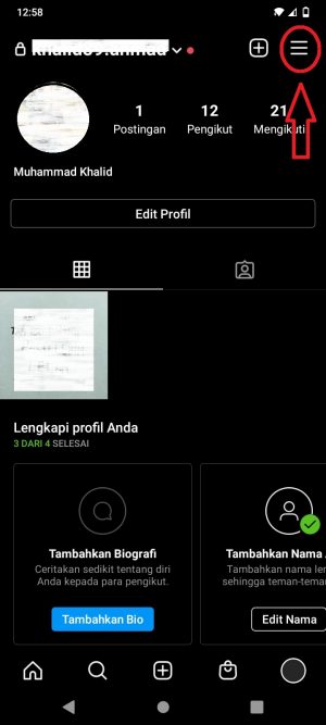 Cara mengaktifkan semua Notifikasi Instagram 1 klik titik tiga