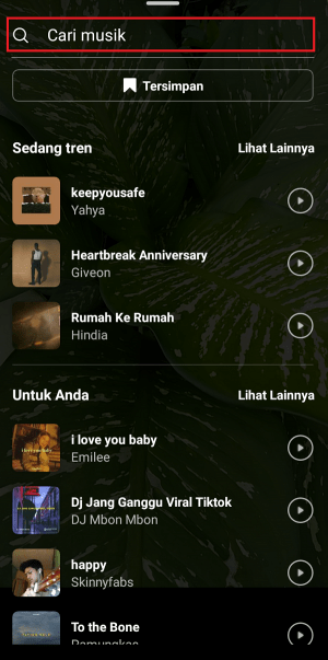 Apa itu Reels dan Cara membuat Reels di Instagram (Panduan Pemula) 3 Tampilan berbagai macam musik yang tersedia di Instagram Reels