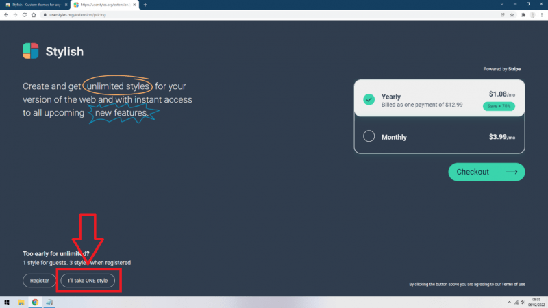 Cara mengganti tema WhatsApp Web (dengan mudah) 7 Pada halaman pembayaran, pilih “I’ll Take ONE style”