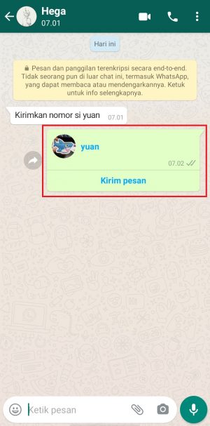 Cara mengirim nomor kontak di WhatsApp 9 kontak yang kamu pilih akan terkirim