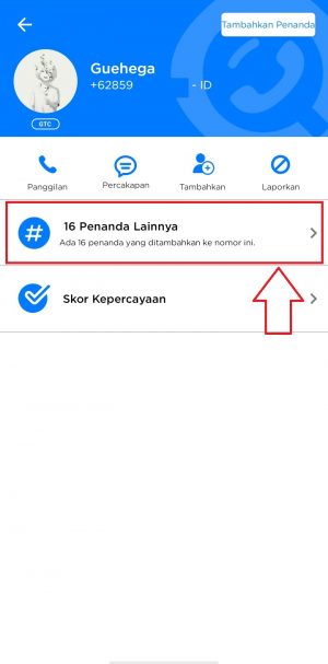 tekan menu penanda lainnya untuk tahu lebih detail nomor tersebut