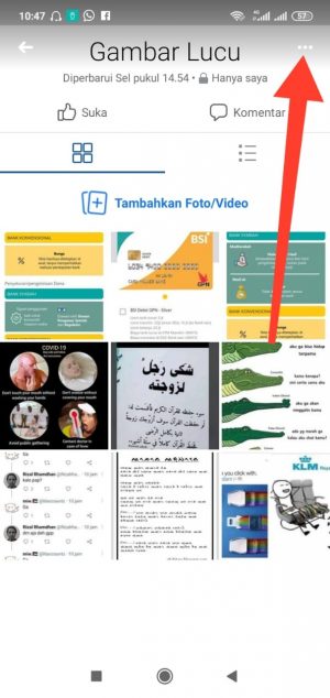 klik ikon titik tiga Facebook