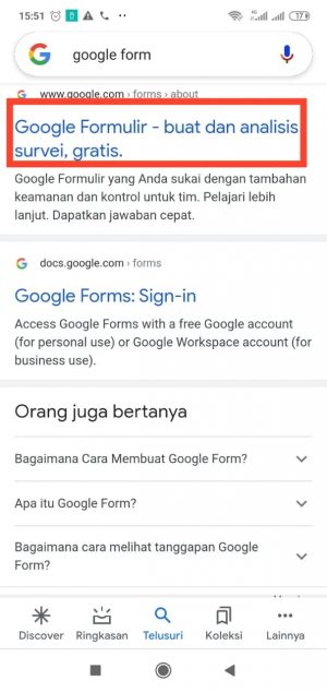 Menggunakan layanana Google Form