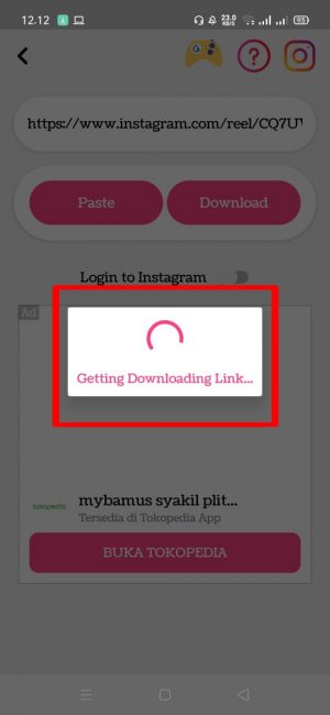Klik dan pilih "detting download link"