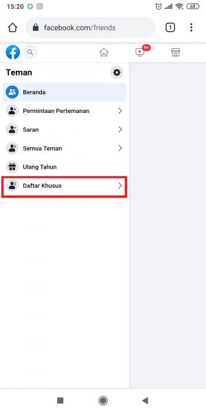 Cara membuat atau edit daftar teman di Facebook 8 Tap "Daftar Teman".