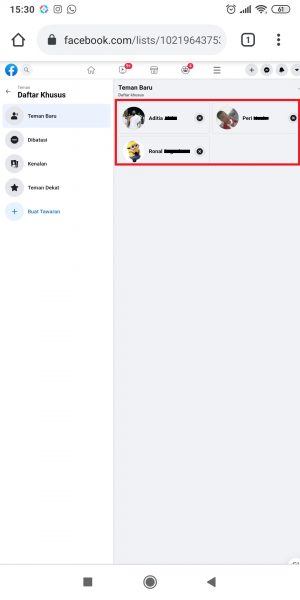 Cara membuat atau edit daftar teman di Facebook 16 Teman yang dimasukan ke daftar teman baru akan tampak di sebelah kanan.