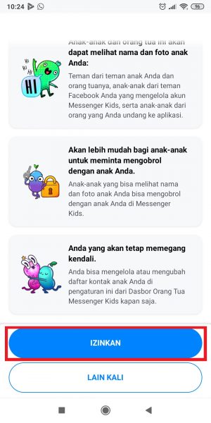 Cara Membuat Akun Messenger Kids Untuk Anak 23 Tap "Izinkan".