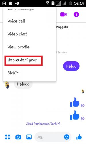 Cara mengeluarkan anggota dari grup chat di Messenger 8