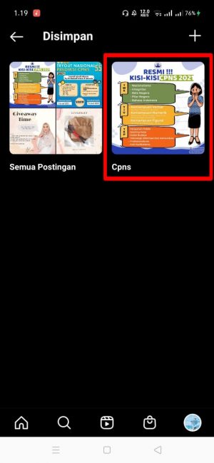 Cara menyimpan dan melihat koleksi yang disimpan di Instagram 14 Klik dan pilih "hasil"