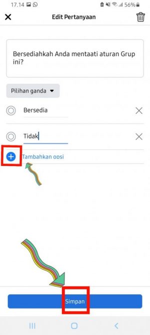 Membuat pertanyaan masuk grup Facebook