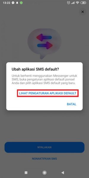 Cara mengatur SMS agar tidak masuk ke Messenger 9